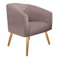 Poltrona Luiza Pés Palito Mel Linho Bege - Amarena Móveis Rosê Desenho Do Tecido Linho - 1