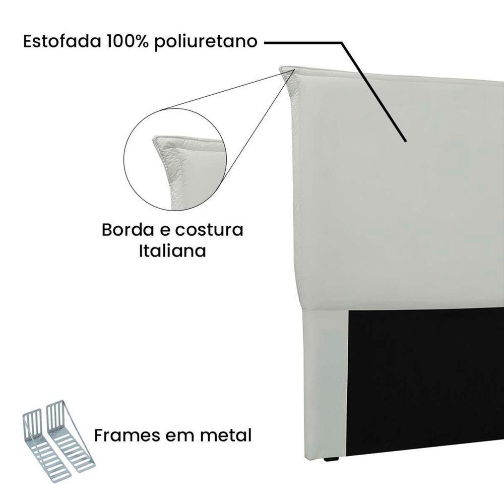 Cabeceira Estofada Nápoles 140cm Casal Veludo Cinza Claro - 4