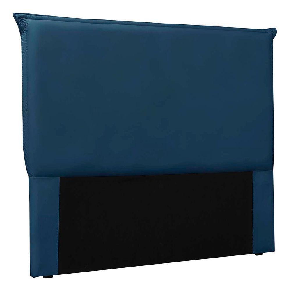 Cabeceira Estofada Nápoles 140cm Casal Veludo Suede Azul Marinho - 1