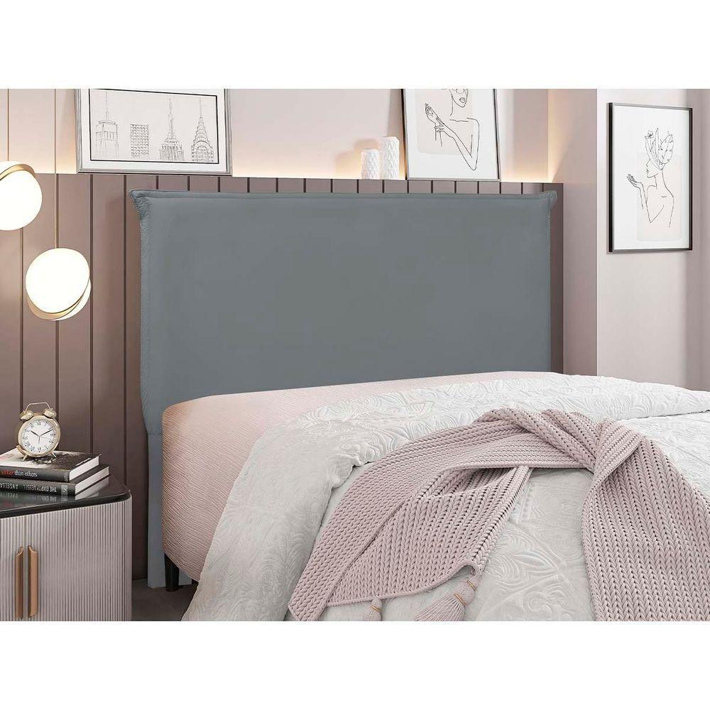 Cabeceira Estofada Nápoles 140cm Casal Veludo Cinza - 2