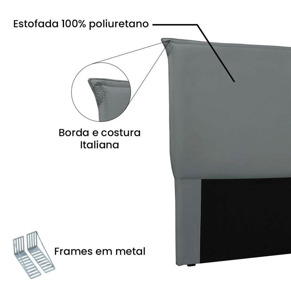Cabeceira Estofada Nápoles 140cm Casal Veludo Cinza - 4