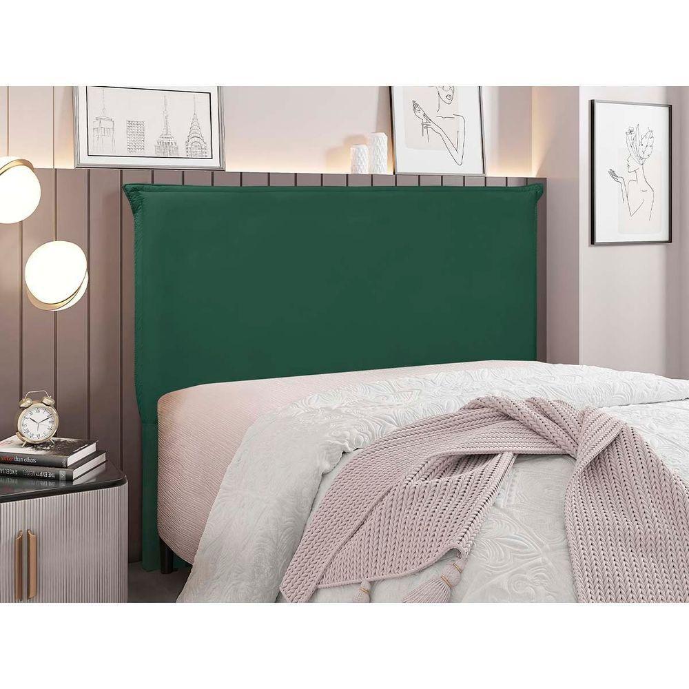 Cabeceira Estofada Nápoles 140cm Casal Veludo Verde - 2