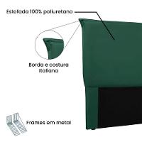 Cabeceira Estofada Nápoles 140cm Casal Veludo Verde - 4