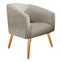 Poltrona Luiza Pés Palito Mel Linho Bege - Amarena Móveis Creme Desenho Do Tecido Linho - 1