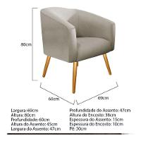 Poltrona Luiza Pés Palito Mel Linho Bege - Amarena Móveis Creme Desenho Do Tecido Linho - 5