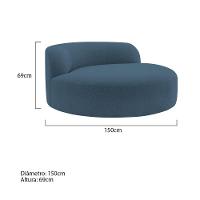 Poltrona Orgânica Chaise Rússia Linho - Doce Sonho Móveis Azul Royal