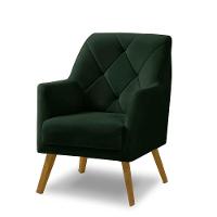 Poltrona Decorativa Bordada Magali Veludo Verde Folha Lansofbr - 1