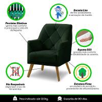 Poltrona Decorativa Bordada Magali Veludo Verde Folha Lansofbr - 6