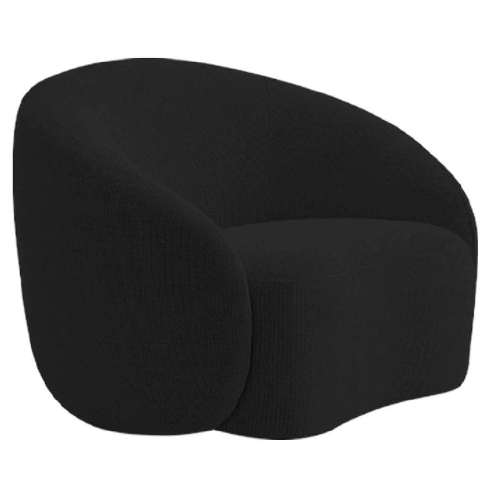 Poltrona Orgânica Luxo Recepção Amore Bouclé Preto - 1