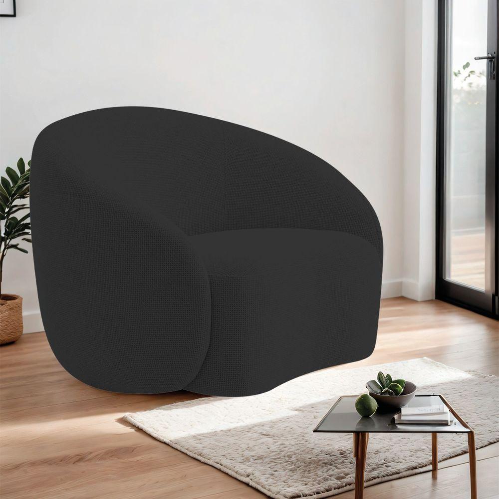 Poltrona Orgânica Luxo Recepção Amore Bouclé Preto - 2