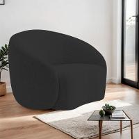 Poltrona Orgânica Luxo Recepção Amore Bouclé Preto - 2