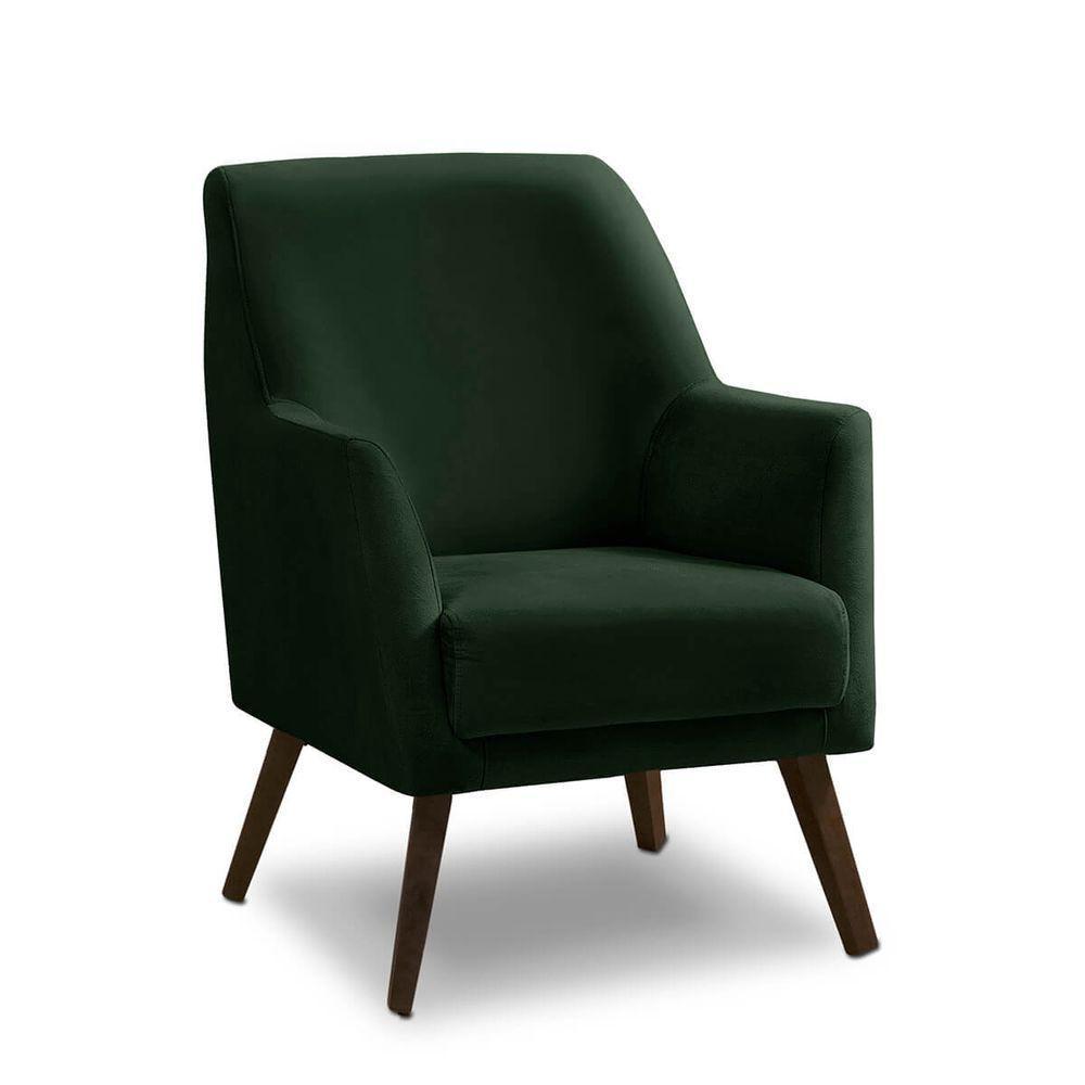 Poltrona Decorativa Sala De Jantar Magali Lisa Veludo Verde Folha Lansofbr - 1