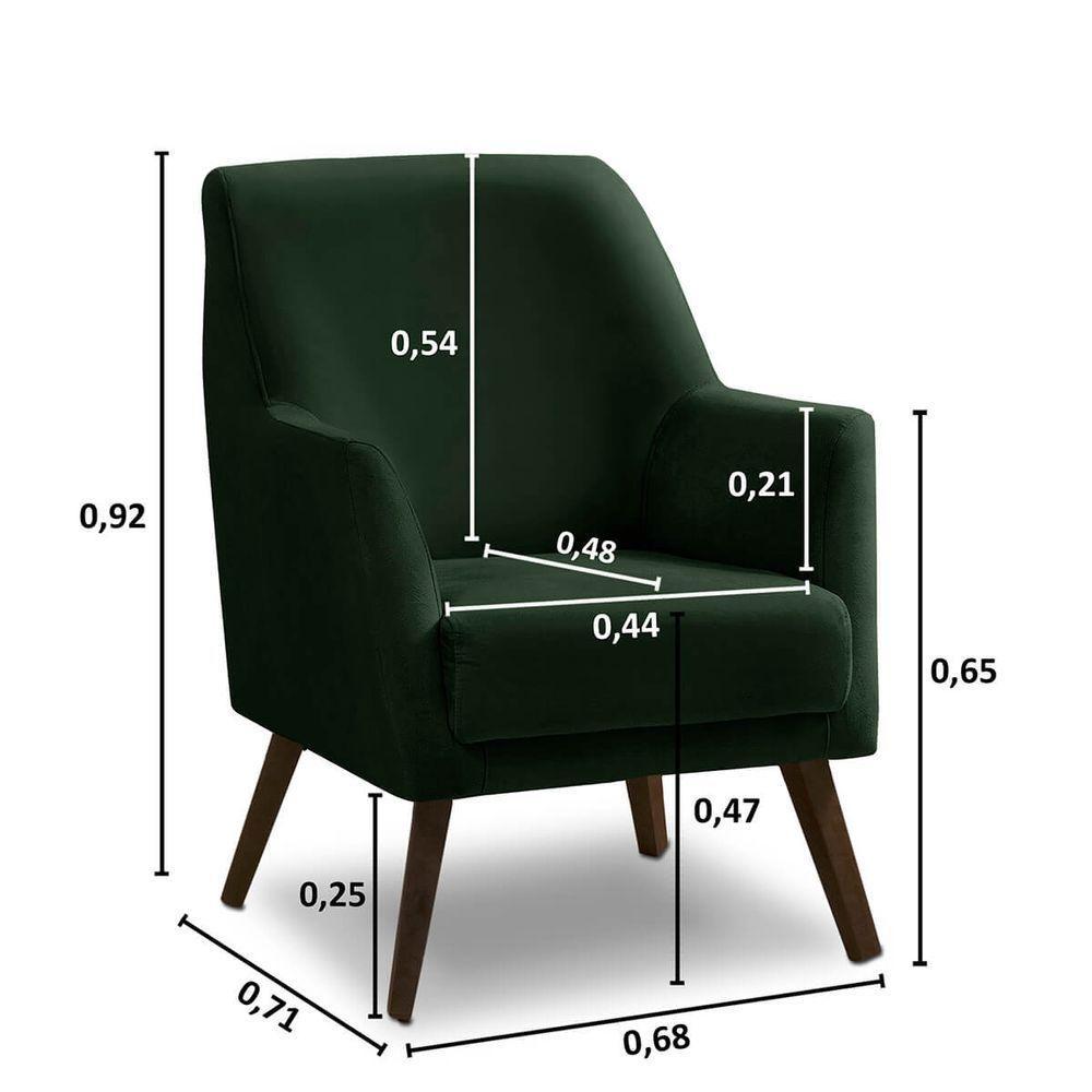 Poltrona Decorativa Sala De Jantar Magali Lisa Veludo Verde Folha Lansofbr - 3