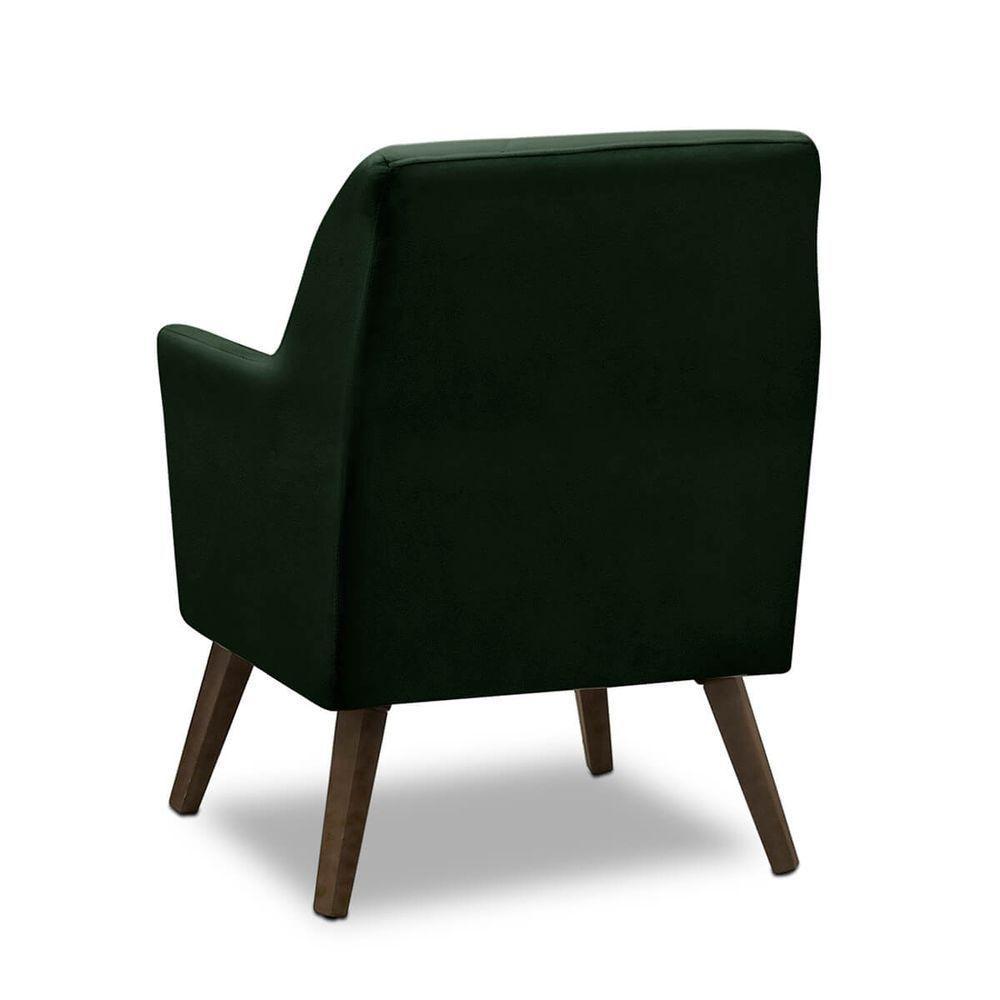 Poltrona Decorativa Sala De Jantar Magali Lisa Veludo Verde Folha Lansofbr - 5