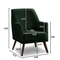 Poltrona Decorativa Sala De Jantar Magali Lisa Veludo Verde Folha Lansofbr - 3