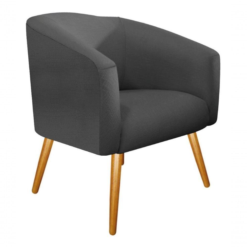 Poltrona Luiza Pés Palito Mel Linho Bege - Amarena Móveis Cinza Desenho Do Tecido Linho - 1