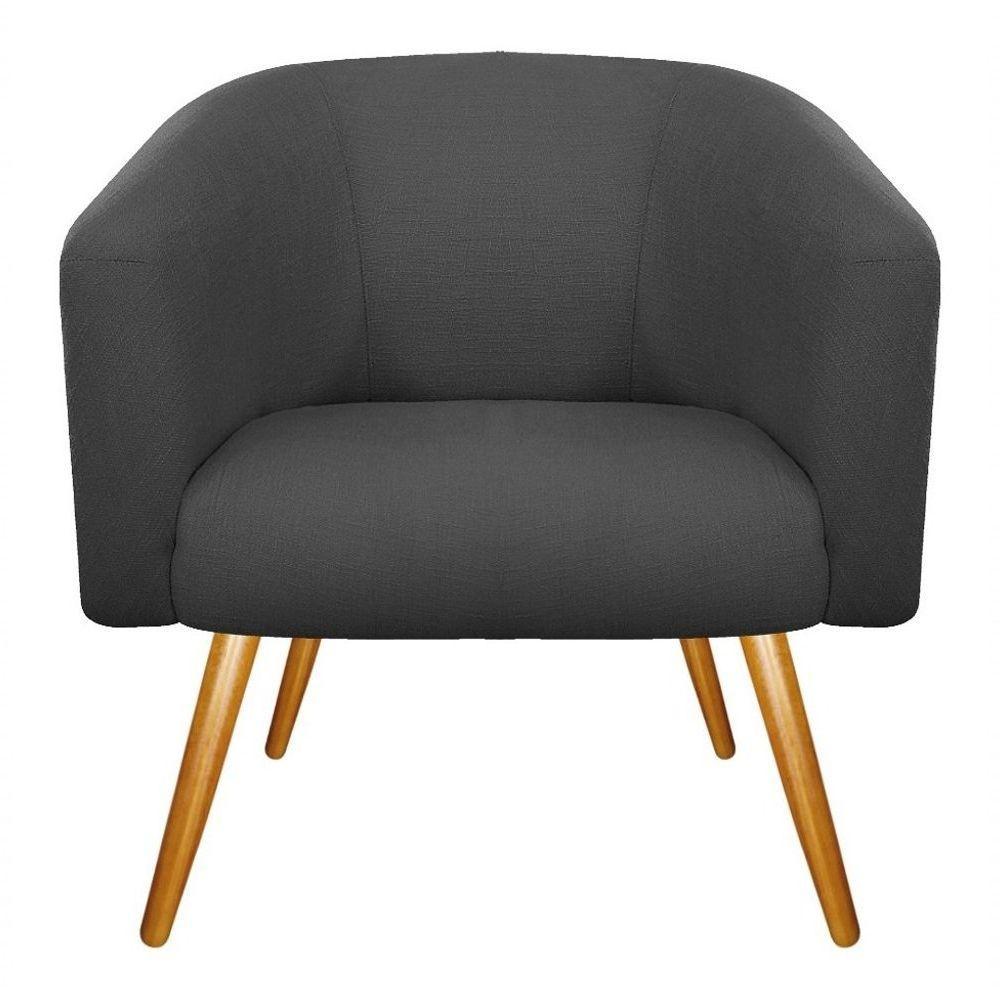 Poltrona Luiza Pés Palito Mel Linho Bege - Amarena Móveis Cinza Desenho Do Tecido Linho - 3