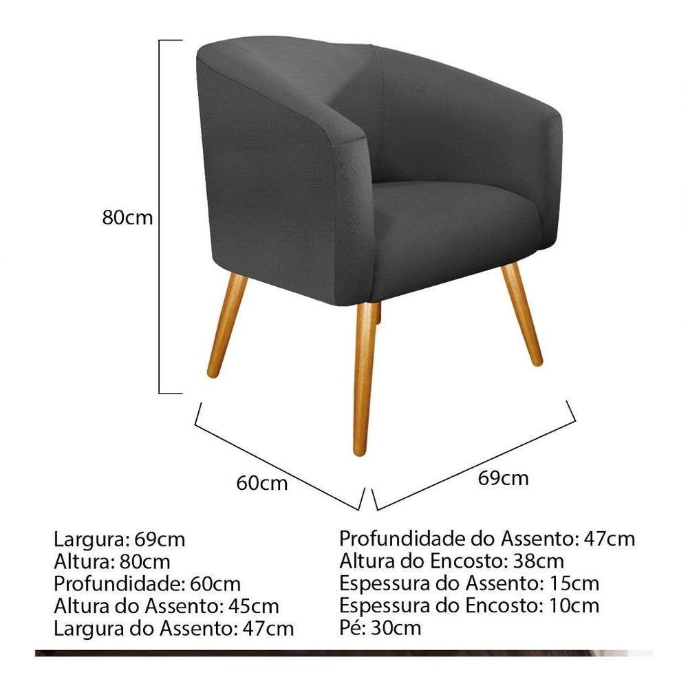 Poltrona Luiza Pés Palito Mel Linho Bege - Amarena Móveis Cinza Desenho Do Tecido Linho - 5