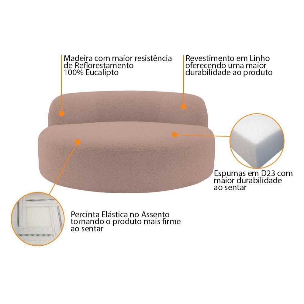 Poltrona Orgânica Chaise Rússia Linho - Doce Sonho Móveis Rosê - 3