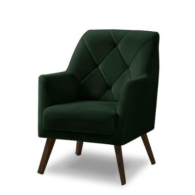 Poltrona Decorativa Retrô Recepção Magali Veludo Verde Folha Lansofbr