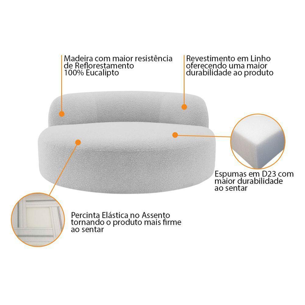 Poltrona Orgânica Chaise Rússia Linho - Doce Sonho Móveis Cinza Claro - 8
