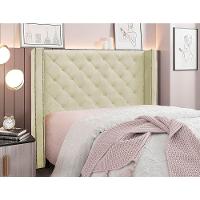 Cabeceira Estofada Egito Spz 160cm Casal Veludo - Amarena Móveis Bege-2221 - 2