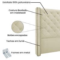 Cabeceira Estofada Egito Spz 160cm Casal Veludo - Amarena Móveis Bege-2221