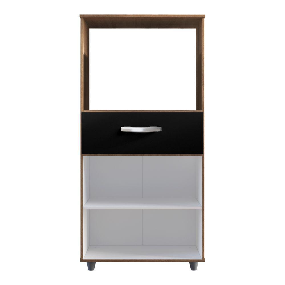 Armário De Cozinha Multiuso Luna 60cm Com 02 Portas E Nicho Integrado Savana Preto - Desk Design - 5