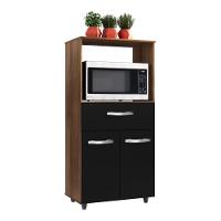 Armário De Cozinha Multiuso Luna 60cm Com 02 Portas E Nicho Integrado Savana Preto - Desk Design - 2