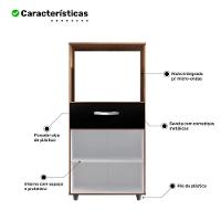 Armário De Cozinha Multiuso Luna 60cm Com 02 Portas E Nicho Integrado Savana Preto - Desk Design - 3