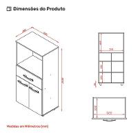 Armário De Cozinha Multiuso Luna 60cm Com 02 Portas E Nicho Integrado Savana Preto - Desk Design