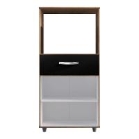 Armário De Cozinha Multiuso Luna 60cm Com 02 Portas E Nicho Integrado Savana Preto - Desk Design - 5