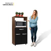 Armário De Cozinha Multiuso Luna 60cm Com 02 Portas E Nicho Integrado Savana Preto - Desk Design - 6