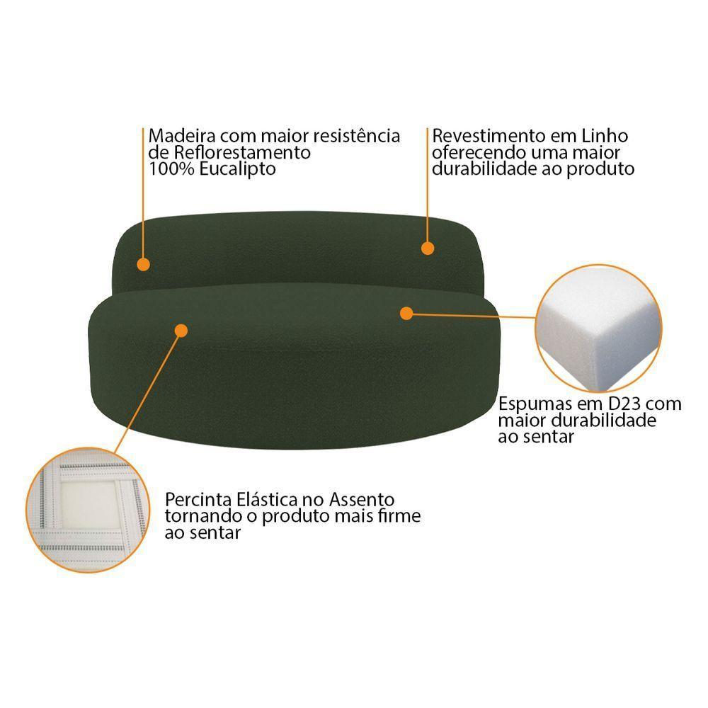 Poltrona Orgânica Chaise Rússia Linho - Doce Sonho Móveis Verde - 4