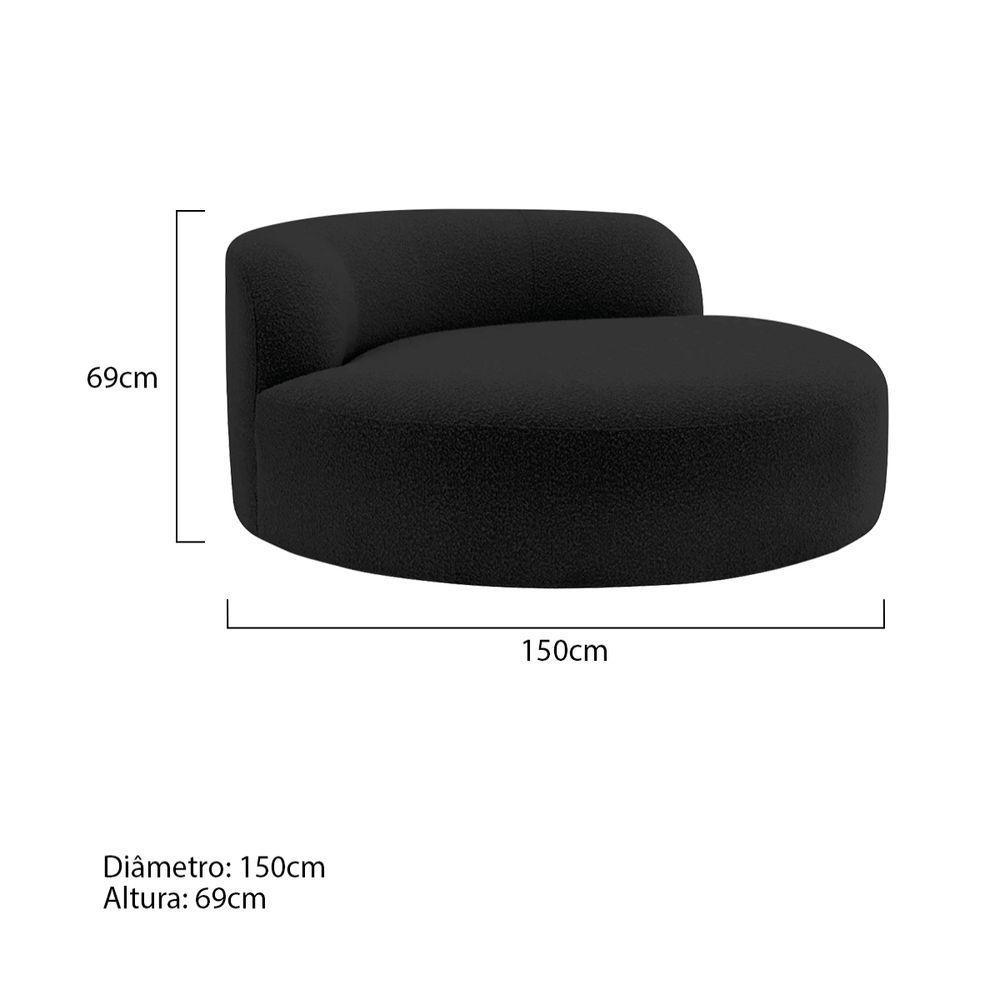 Poltrona Orgânica Chaise Rússia Linho - Doce Sonho Móveis Preto - 3