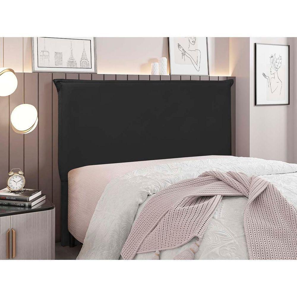 Cabeceira Estofada Nápoles 140cm Casal Veludo Preto - 2