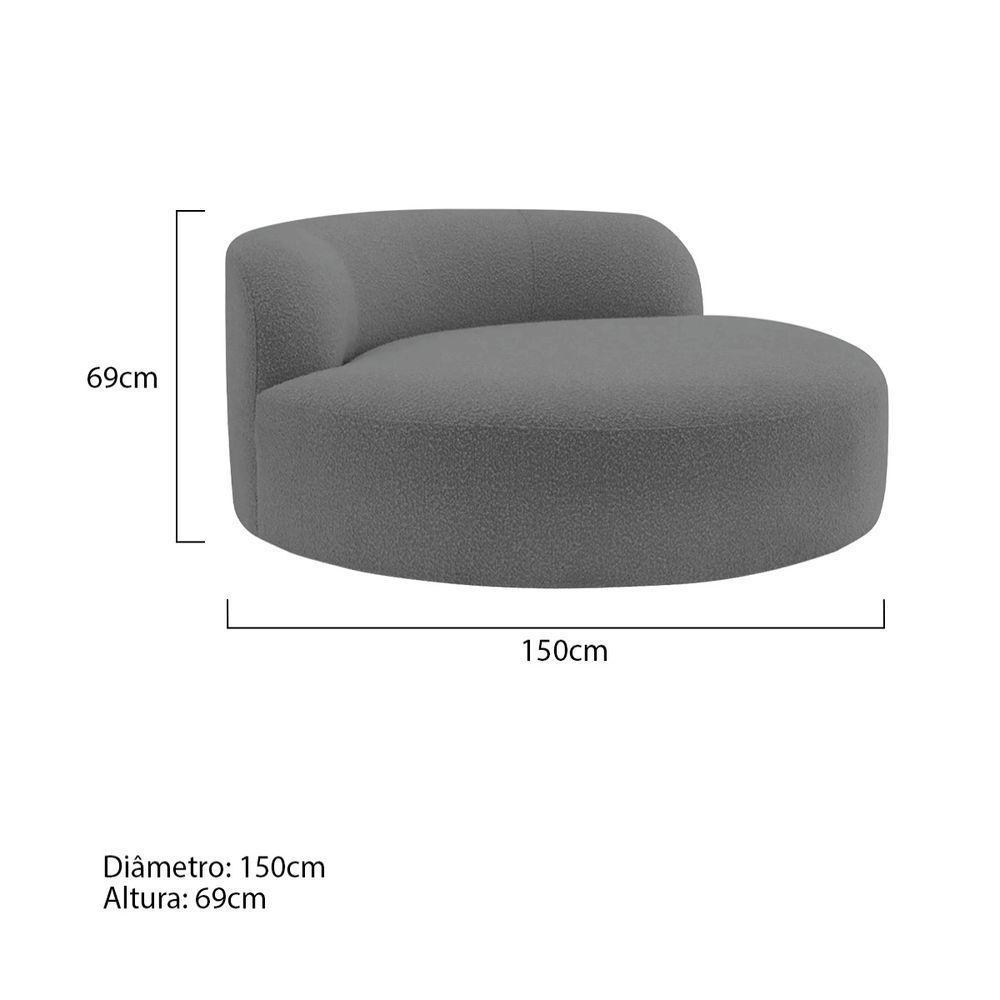 Poltrona Orgânica Chaise Rússia Linho - Doce Sonho Móveis Cinza Escuro - 3