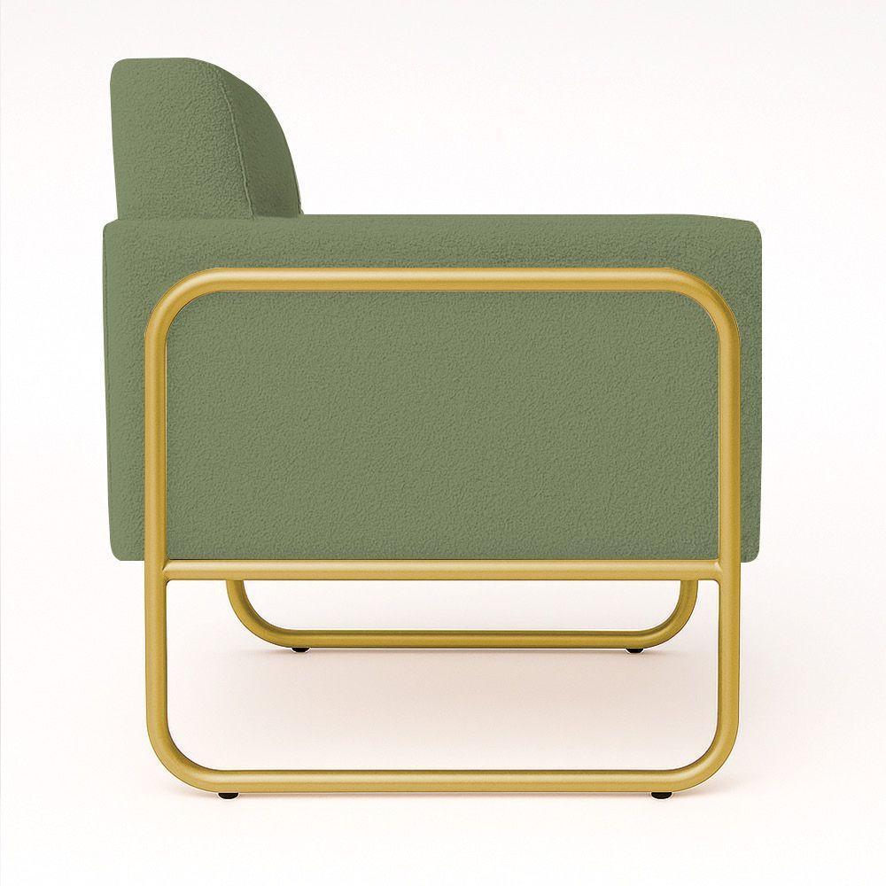 Poltrona Sala Industrial Alta Tubo Dourado Kit 2 Elisa Bouclê D03 - D'rossi Cor Pistache - 7