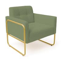 Poltrona Sala Industrial Alta Tubo Dourado Kit 2 Elisa Bouclê D03 - D'rossi Cor Pistache - 6