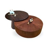 Conjunto Mesas De Centro Dallas Nogueira 80cm Massacar 60cm - 1