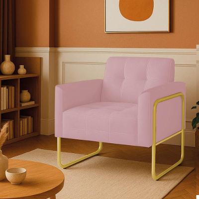 Poltrona Sala Industrial Alta Tubo Dourado Elisa Veludo D03 - D'rossi Cor Rose