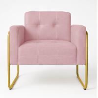 Poltrona Sala Industrial Alta Tubo Dourado Elisa Veludo D03 - D'rossi Cor Rose - 2