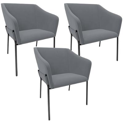 Kit 3 Cadeiras Para Sala De Jantar Estar Living Olívia L02 Suede Cinza - Lyam Decor