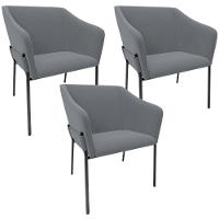 Kit 3 Cadeiras Para Sala De Jantar Estar Living Olívia L02 Suede Cinza - Lyam Decor - 1