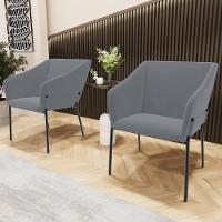 Kit 3 Cadeiras Para Sala De Jantar Estar Living Olívia L02 Suede Cinza - Lyam Decor - 2