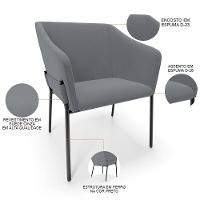 Kit 3 Cadeiras Para Sala De Jantar Estar Living Olívia L02 Suede Cinza - Lyam Decor