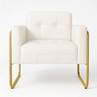 Poltrona Sala Industrial Alta Tubo Dourado Elisa Sintético D03 - D'rossi Cor Branco - 2