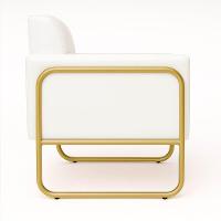 Poltrona Sala Industrial Alta Tubo Dourado Elisa Sintético D03 - D'rossi Cor Branco - 6