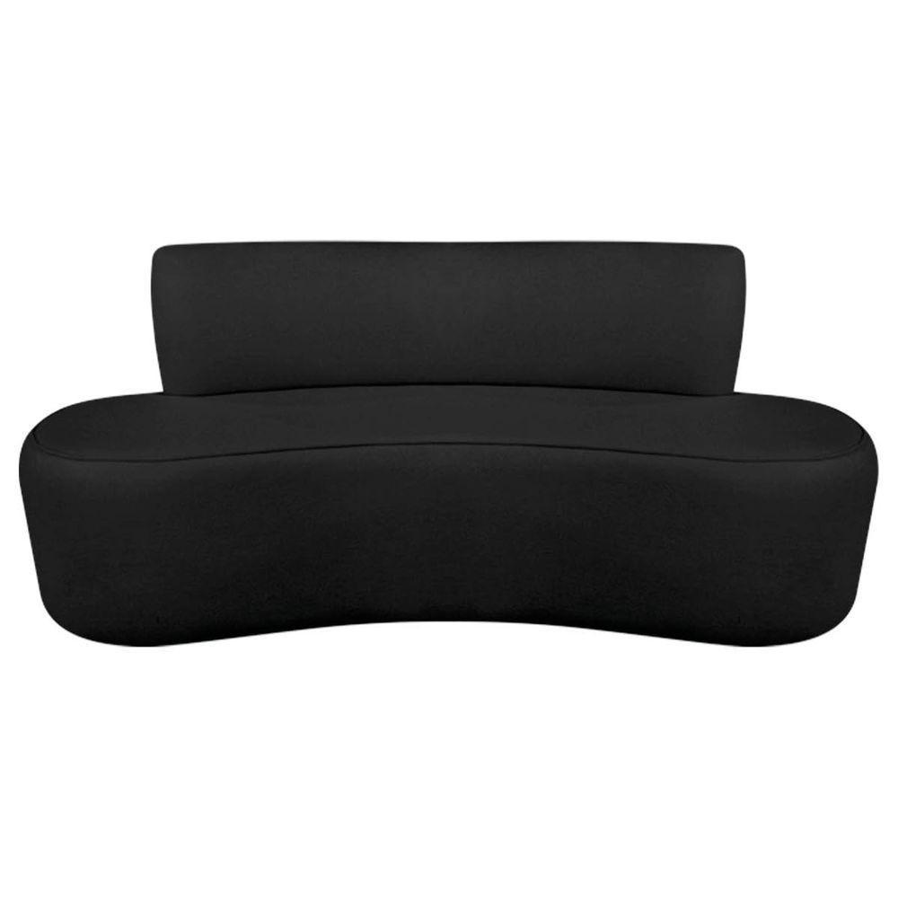 Kit Recamier Curvo Amsterdã 120cm E Poltrona Amore Luxo Linho Cor Preto - 4