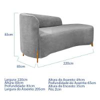 Divã Recamier Orgânico França 220cm Lado Dir Pés Madeira Linho Cor Cinza Claro - 6